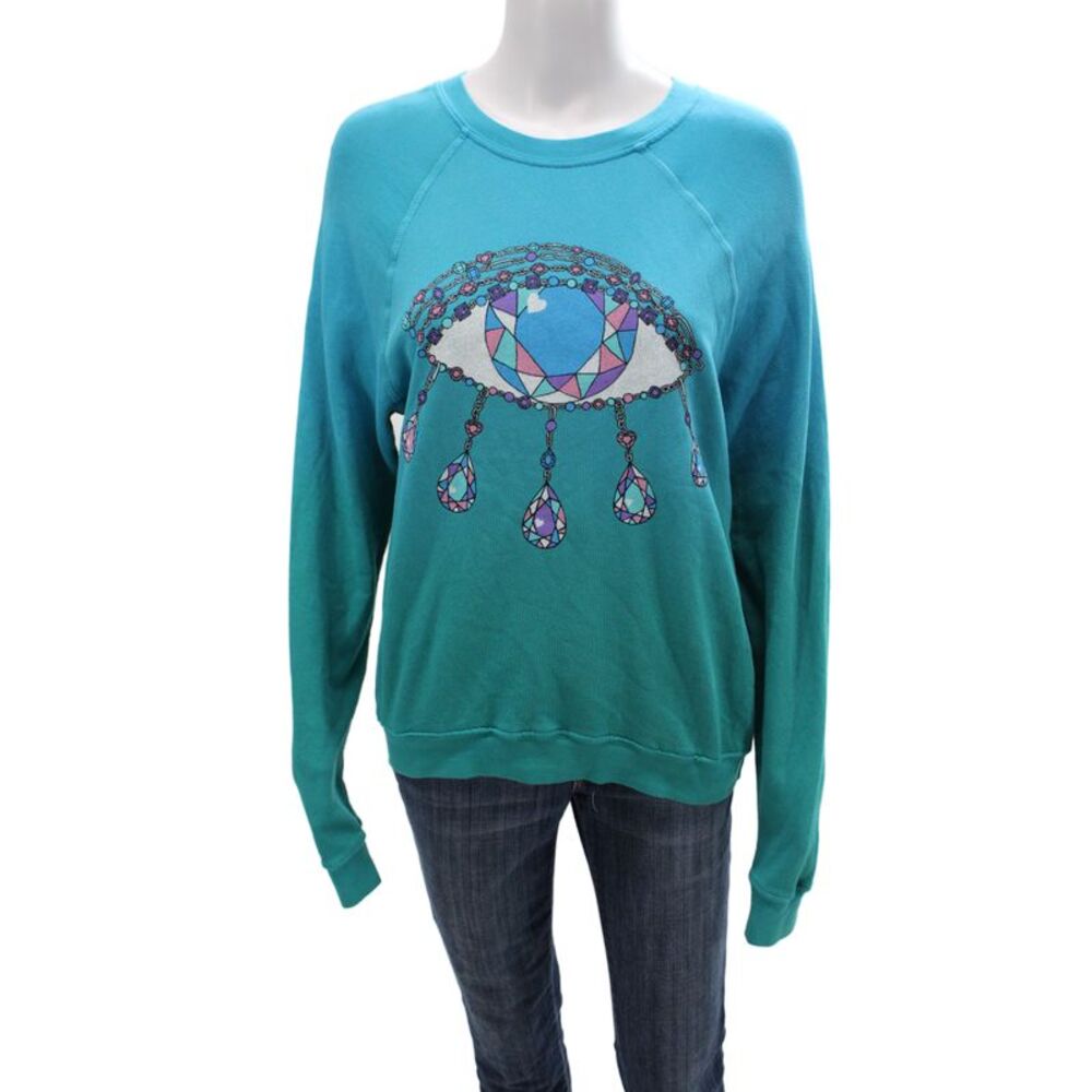 Lauren Moshi Womens Basic Sweatshirt Blue 100% Cotton Long Sleeve Size XS